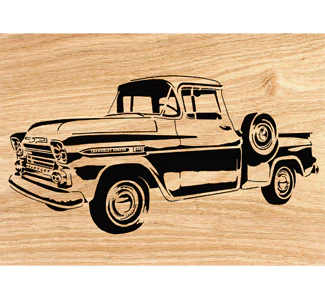 1959 Chevy Apache Pickup Scrolled Wall Art Pattern