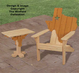Adirondack Texas Chair & Longhorn Side Table Plans (W2091 & 2092)