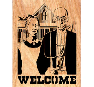 American Gothic Scrolled Portrait Art Design Pattern