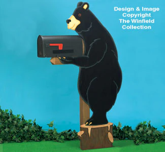 Bear Mailbox Post Cover Wood Pattern