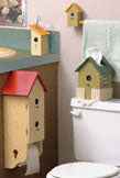 Birdhouse Bath Ensemble Wood Pattern(F)