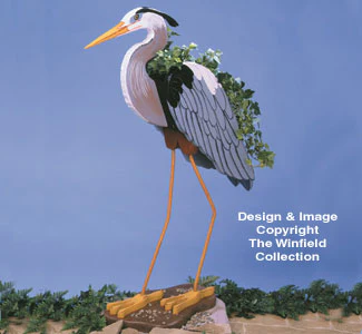 Blue Heron Planter Wood Pattern(F)
