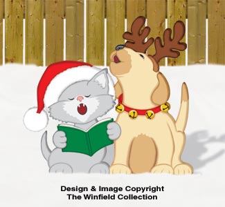 Caroling Kitten and Puppy Woodcraft Pattern
