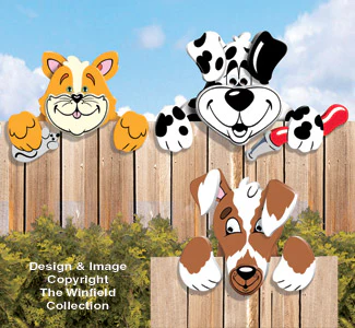 Cat & Dogs Fence Peepers Pattern(W)