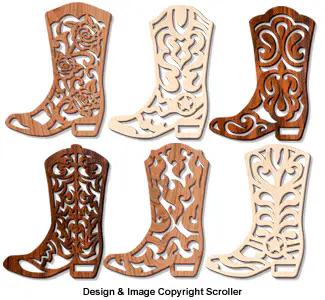 Cowboy Boot Wall Art Designs Scroll Saw Pattern - Downloadable