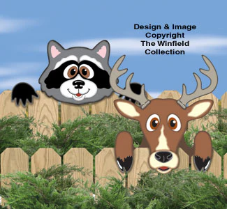 Deer & Coon Fence Peekers Wood Pattern