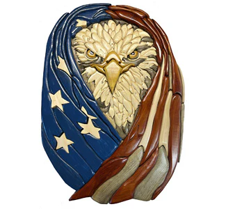 Flag Wrapped Eagle Intarsia Scroll Saw Pattern