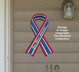 House Ribbon - God Bless Wood Pattern