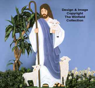 Jesus with Lambs Woodcraft Pattern(F)