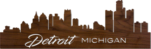 Lighted Cityscape Silhouette Wall Art Pattern-Detroit - Image 2