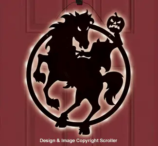 Lighted Headless Horseman Door Decor Design Pattern