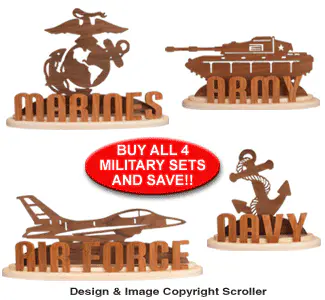 Military Service Sitter Scroll Saw Pattern Set [8849, 8851, 8852, 9089SC]