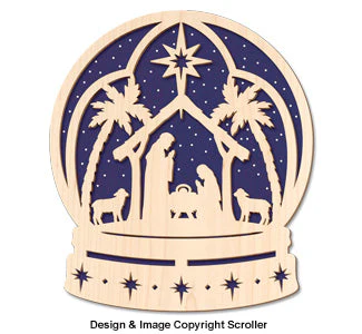 Nativity Snow Globe Wall Art Pattern - Downloadable