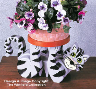 Playful Cat Plant Stand Wood Plan(F)