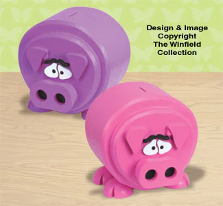 Plump Piggy Bank Wood Pattern