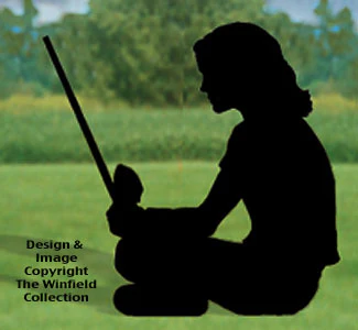 Sitting Fishin' Girl Shadow Woodcrafting Pattern(F)