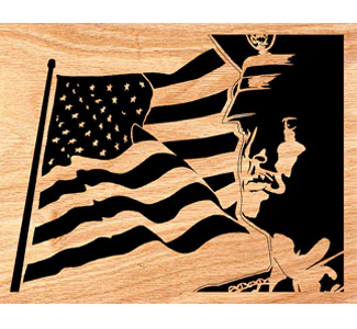 Soldier & Flag Scrolled Art Design Pattern