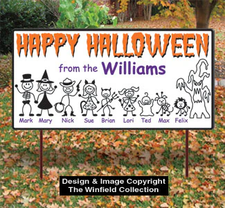 Stick Family Halloween Sign Pattern