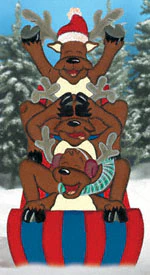 Tobogganing Reindeer Woodcrafting Pattern