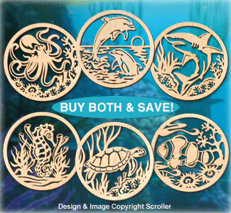 Underwater Sea Creature Wall Art Scroll Saw Pattern Set-Downloadable