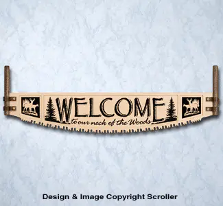 Woods Welcome Crosscut Saw Wall Art Pattern